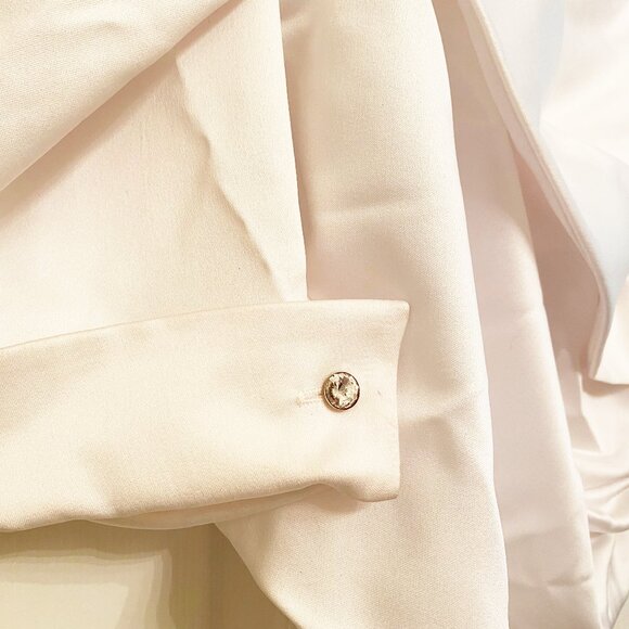 New Positive Attitude Nordstrom White Satin Formal Surplice Top - Picture 3 of 5